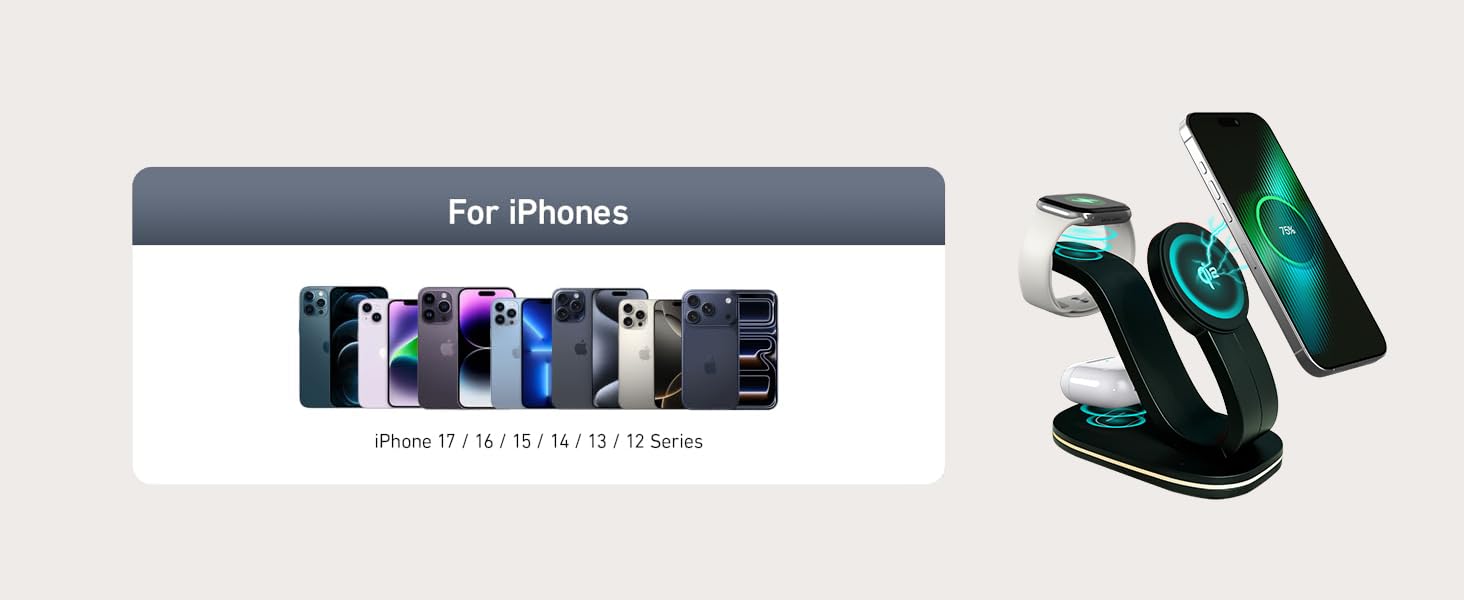 cargador inalámbrico para iphone apple watch charger stand nightstand charging station