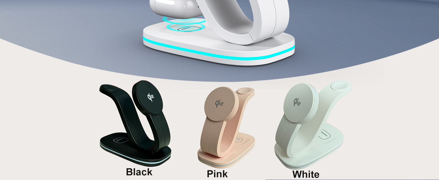 3 in 1 Charging Station for iPhone, 2026 New Fast 15W Wireless Charger Station Compatible Mag-Safe for iPhone 17 16 15 14 13 12 Wireless Charging Station for AirPods Wireless Charger for iWatch Series(图2) wireless-charger_02.jpg