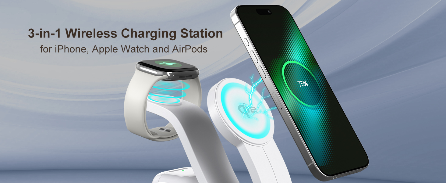 3 in 1 Charging Station for iPhone, 2026 New Fast 15W Wireless Charger Station Compatible Mag-Safe for iPhone 17 16 15 14 13 12 Wireless Charging Station for AirPods Wireless Charger for iWatch Series(图1) 3 in 1 Charging Station for iPhone, 2026 New Fast 15W Wireless Charger Station Compatible Mag-Safe for iPhone 17 16 15 14 13 12 Wireless Charging Station for AirPods Wireless Charger for iWatch Series(图1)